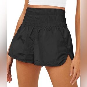 AUTOMET Womens Black High Waisted Athletic Shorts, Size Large
